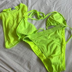 Neon green 3piece bathing suit